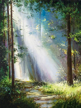 Мастер-класс картина маслом Солнечный лес