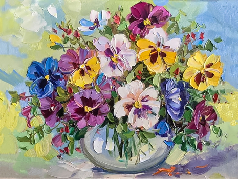 Мастер-класс картина маслом Цветы в вазе