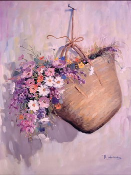 Мастер-класс картина маслом Корзинка с цветами